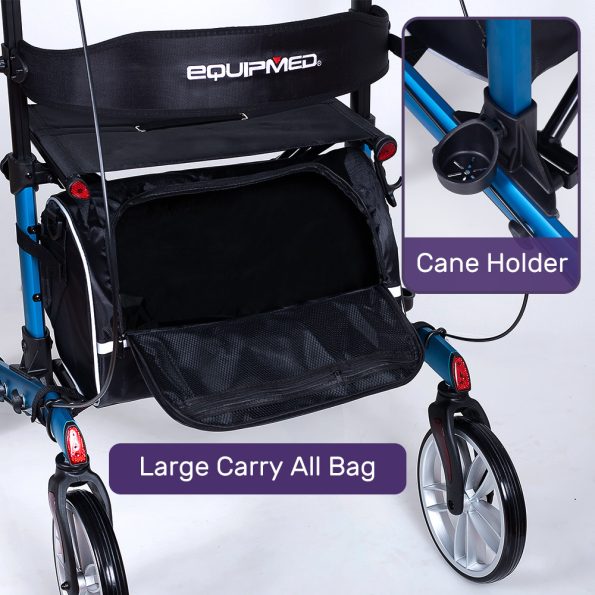 EQUIPMED Upright Rollator Walker with Forearm Support Rests| Mobilty Aid with Seat| Blue - Image 10