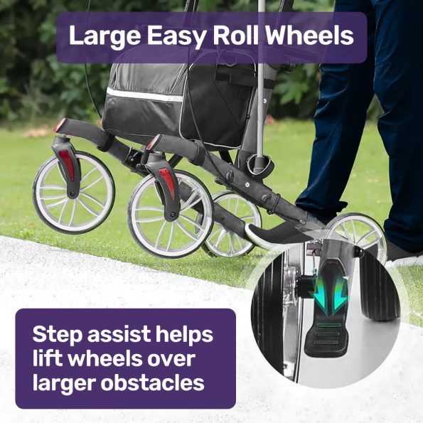 EQUIPMED Upright Rollator Walker with Forearm Rest Supports| Mobilty Aid with Seat| Grey - Image 8