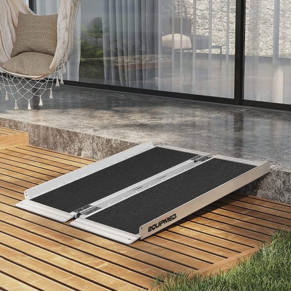 EQUIPMED 91cm Portable Folding Aluminium Access Ramp| 272kg Rated| Black Ultra-Grip| for Wheelchair|  Mobility Scooter - Image 2