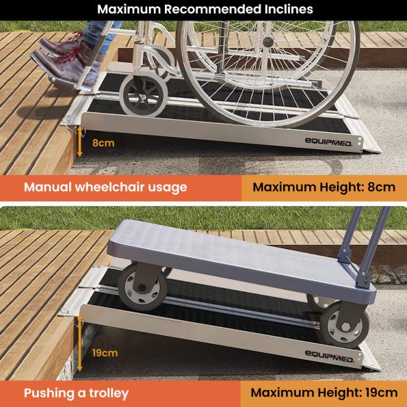 EQUIPMED 91cm Portable Folding Aluminium Access Ramp| 272kg Rated| Black Ultra-Grip| for Wheelchair|  Mobility Scooter - Image 3