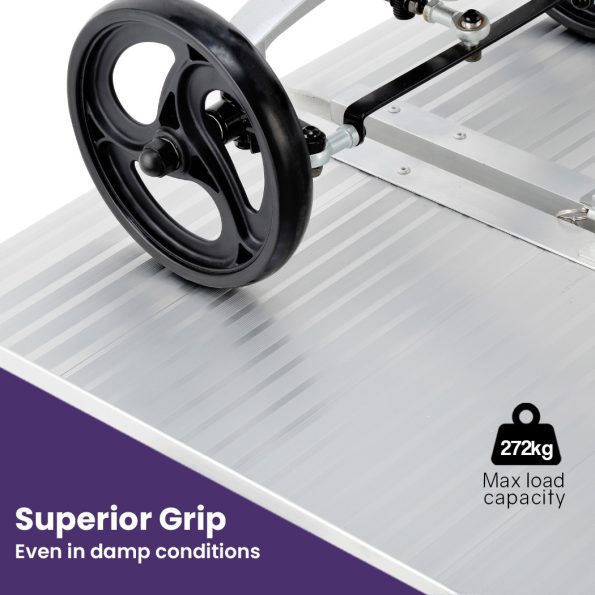 EQUIPMED 123cm Portable Folding Aluminium Access Ramp 272kg Rated| Silver| for Wheelchair| Mobility Scooter - Image 3