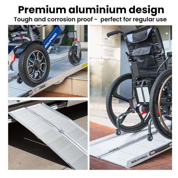 EQUIPMED 123cm Portable Folding Aluminium Access Ramp 272kg Rated| Silver| for Wheelchair| Mobility Scooter - Image 6