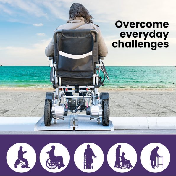 EQUIPMED 123cm Portable Folding Aluminium Access Ramp 272kg Rated| Silver| for Wheelchair| Mobility Scooter - Image 7