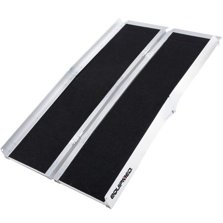 Equipmed 123cm Portable Folding Aluminium Access Ramp| 272kg Rated| Black Ultra-Grip| for Wheelchair| Mobility Scooter
