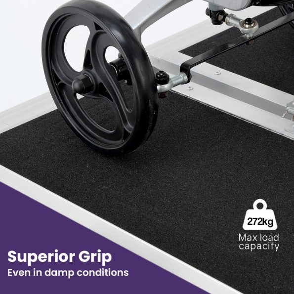 Equipmed 123cm Portable Folding Aluminium Access Ramp| 272kg Rated| Black Ultra-Grip| for Wheelchair| Mobility Scooter - Image 2