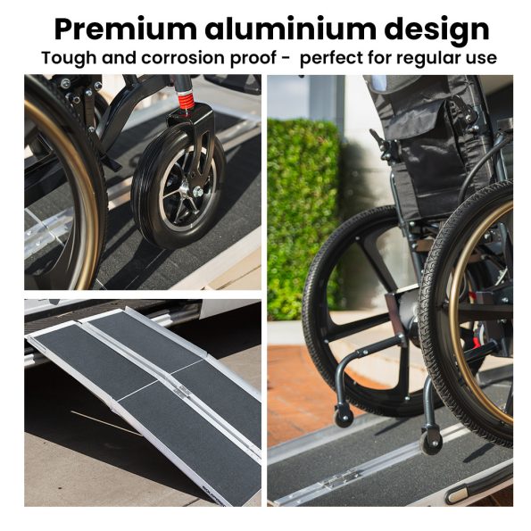 Equipmed 123cm Portable Folding Aluminium Access Ramp| 272kg Rated| Black Ultra-Grip| for Wheelchair| Mobility Scooter - Image 5