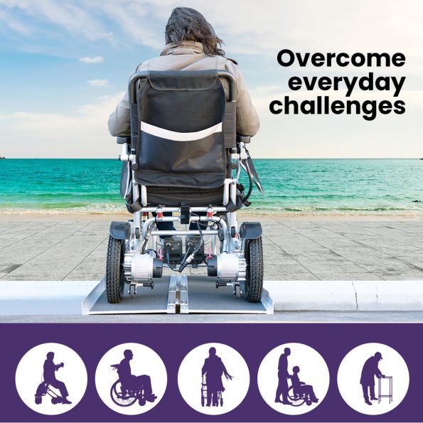 Equipmed 123cm Portable Folding Aluminium Access Ramp| 272kg Rated| Black Ultra-Grip| for Wheelchair| Mobility Scooter - Image 6