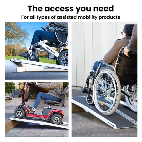 Equipmed 123cm Portable Folding Aluminium Access Ramp| 272kg Rated| Black Ultra-Grip| for Wheelchair| Mobility Scooter - Image 7