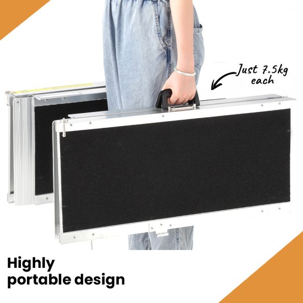EQUIPMED 182cm Portable Folding Aluminium Access Ramp| 272kg Rated| Black Ultra-Grip| for Wheelchair| Mobility Scooter - Image 4