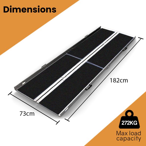 EQUIPMED 182cm Portable Folding Aluminium Access Ramp| 272kg Rated| Black Ultra-Grip| for Wheelchair| Mobility Scooter - Image 6