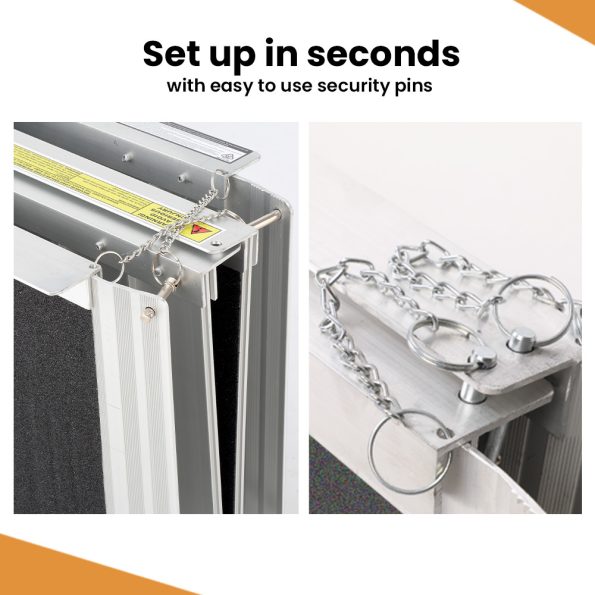 EQUIPMED 182cm Portable Folding Aluminium Access Ramp| 272kg Rated| Black Ultra-Grip| for Wheelchair| Mobility Scooter - Image 7