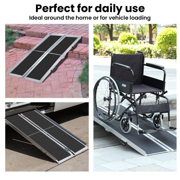 EQUIPMED 182cm Portable Folding Aluminium Access Ramp| 272kg Rated| Black Ultra-Grip| for Wheelchair| Mobility Scooter - Image 8
