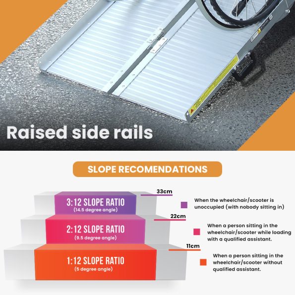 EQUIPMED 182cm Portable Folding Aluminium Access Ramp| 272kg Rated| for Wheelchair| Mobility Scooter| Rollator - Image 3