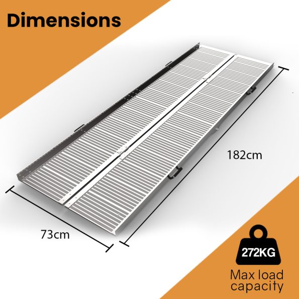 EQUIPMED 182cm Portable Folding Aluminium Access Ramp| 272kg Rated| for Wheelchair| Mobility Scooter| Rollator - Image 6
