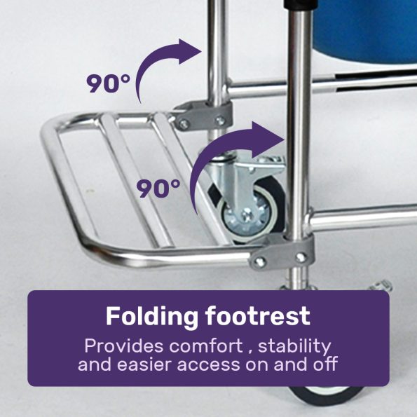 Equipmed Commode Shower Chair| Over Toilet or Bedside 136kg Capacity Aluminium frame with Wheels| White/Blue - Image 8