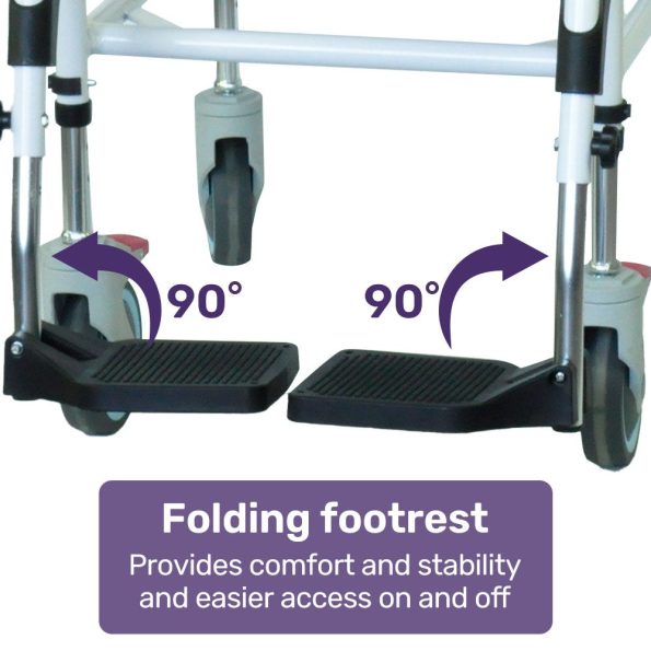Equipmed Commode Shower Chair| Over Toilet or Bedside 136kg Capacity Aluminium frame with Wheels| Black - Image 8