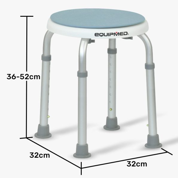 Equipmed Shower Chair Bath Stool| with 360-degree Swivel Rotating Seat for Elderly| White/Blue - Image 2
