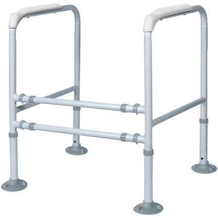 Equipmed Over Toilet Support Frame Safety Grab Aid Rail| 125kg Capacity| Adjustable Height and Width