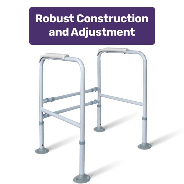 Equipmed Over Toilet Support Frame Safety Grab Aid Rail| 125kg Capacity| Adjustable Height and Width - Image 3