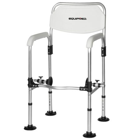 Equipmed Over Toilet Support Frame Safety Grab Rail Aid| 136kg Capacity| Adjustable Height| Non-Slip Feet and Clamps
