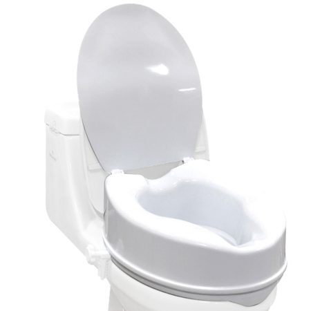 EQUIPMED Raised Over Toilet Seat| 10cm Riser| 125kg Capacity| Raiser with Lid| White