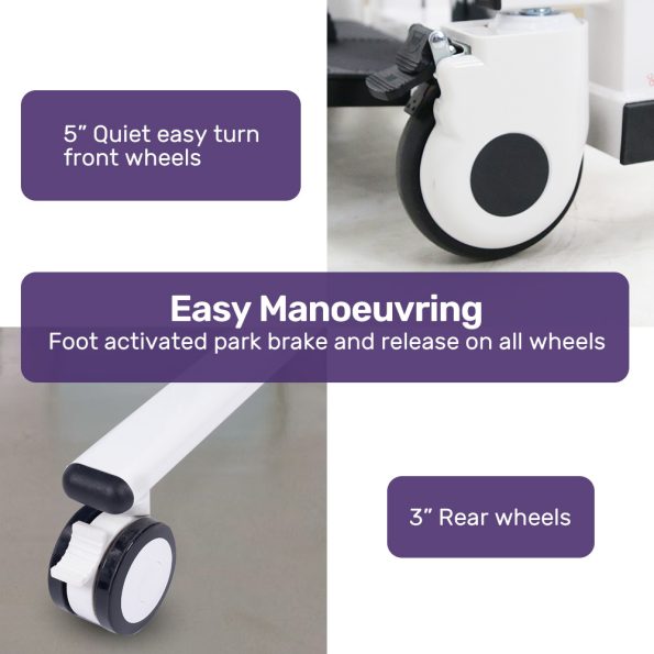 EQUIPMED 4in1 Patient Lift Transfer Chair| Manual Height Adjustment| Shower Compatible| Over Toilet| Removable Commode| for Seniors Elderly Disabled - Image 6