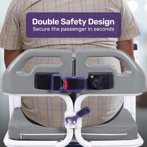 EQUIPMED 4in1 Patient Lift Transfer Chair| Manual Height Adjustment| Shower Compatible| Over Toilet| Removable Commode| for Seniors Elderly Disabled - Image 7