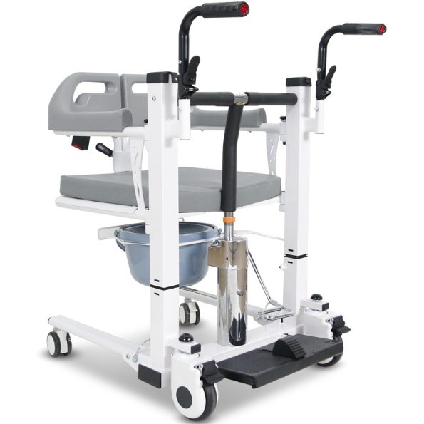 Equipmed Patient Lift Transfer Chair| Easy Hydraulic Height Adjustment| Shower Compatible| Over Toilet| Removable Commode| for Seniors Elderly Disabled