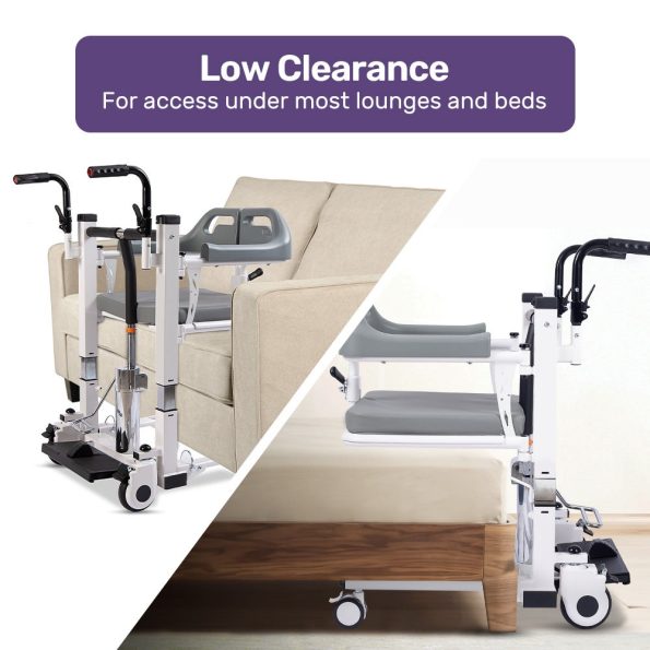 Equipmed Patient Lift Transfer Chair| Easy Hydraulic Height Adjustment| Shower Compatible| Over Toilet| Removable Commode| for Seniors Elderly Disabled - Image 12