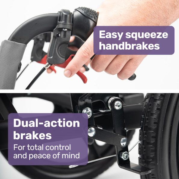Equipmed Folding Transit Wheelchair| Lightweight Aluminium for Easy Transport| Grey - Image 5