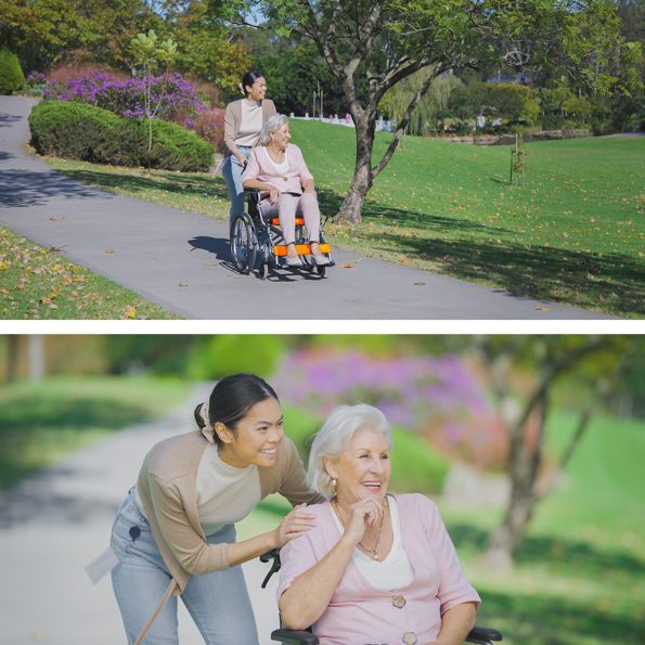 EQUIPMED Folding Aluminium Wheelchair | 20" Wheels | 100kg Capacity | Orange - Image 4