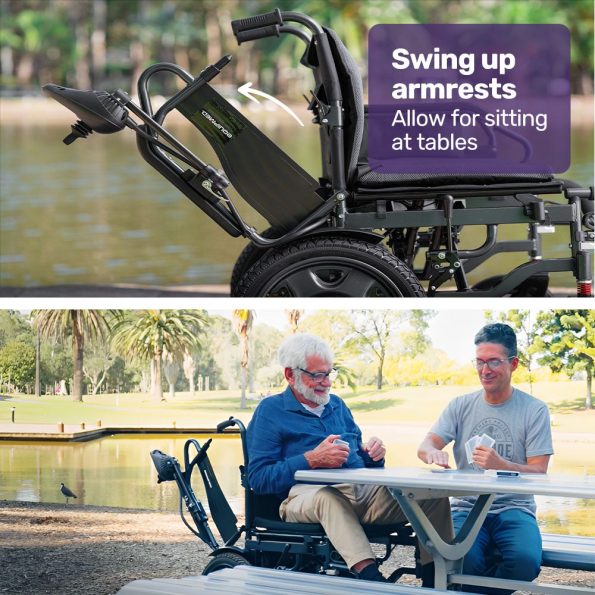 Equipmed Electric Folding Wheelchair| Wide Bariatric Chair Seat| Comfortable for S-XL| Long Range| Lithium Battery| Black/Grey - Image 10