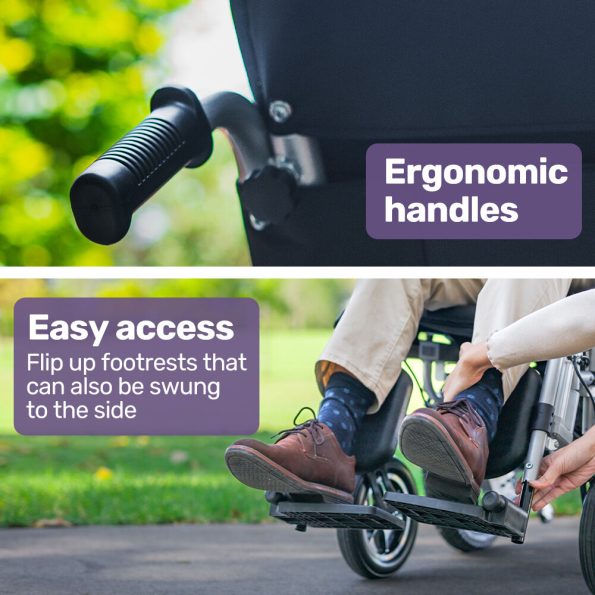 EQUIPMED Power Electric Wheelchair 16 Rear Wheels Grey/Black - Image 9