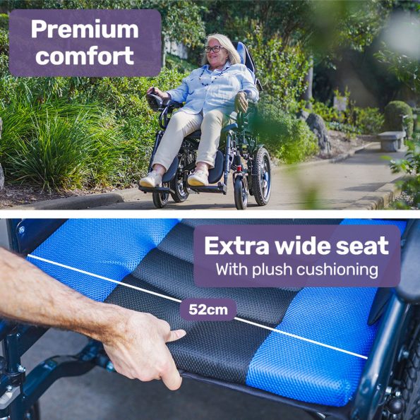 EQUIPMED Power Electric Wheelchair| Wide Bariatric Chair| Comfortable for S-XL| Long Range| Recline Adjustment| Lithium Battery| 16'' Wheels| Headrest| Folding - Image 4