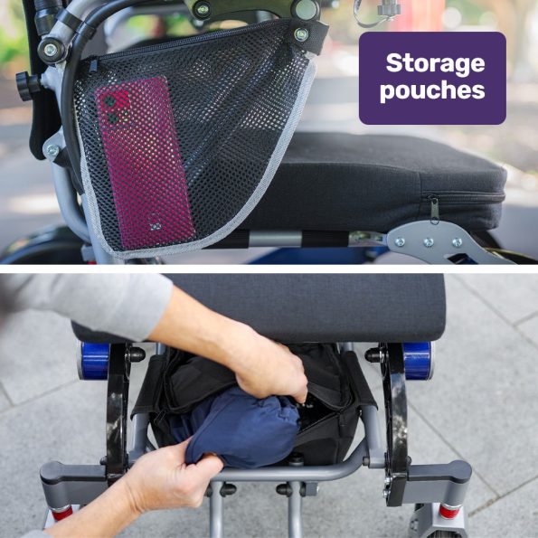 EQUIPMED Power Electric Wheelchair, Long Range| Airline Approved| Folding| Aluminium Frame| Lithium Battery| Blue - Image 7