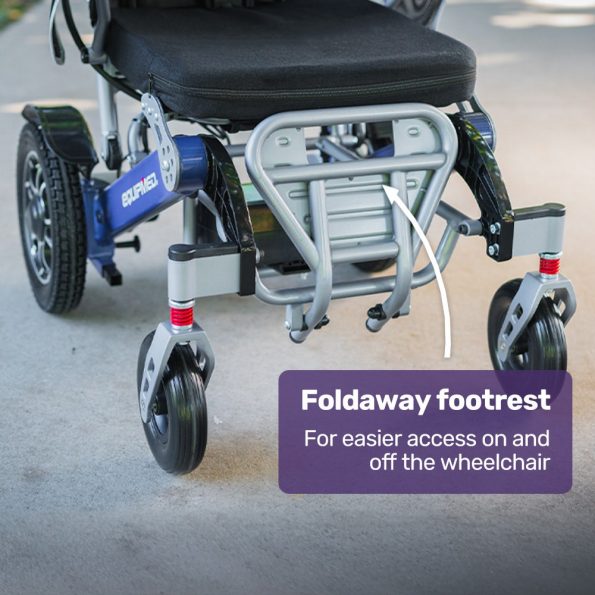 EQUIPMED Power Electric Wheelchair, Long Range| Airline Approved| Folding| Aluminium Frame| Lithium Battery| Blue - Image 13