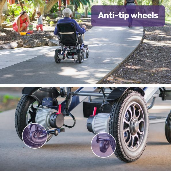 EQUIPMED Power Electric Wheelchair, Long Range| Airline Approved| Folding| Aluminium Frame| Lithium Battery| Blue - Image 15