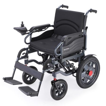 EQUIPMED Electric Folding Wheelchair| Wide Bariatric Chair Seat| Comfortable for S-XL| Long Range| Lithium Battery| Black
