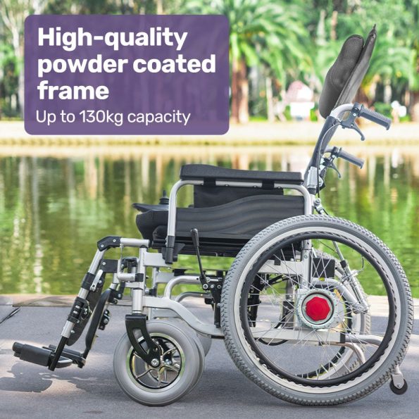 EQUIPMED Power Electric Wheelchair |  XL Wide Bariatric Chair Seat  | 22 Wheels Headrest Black - Image 6