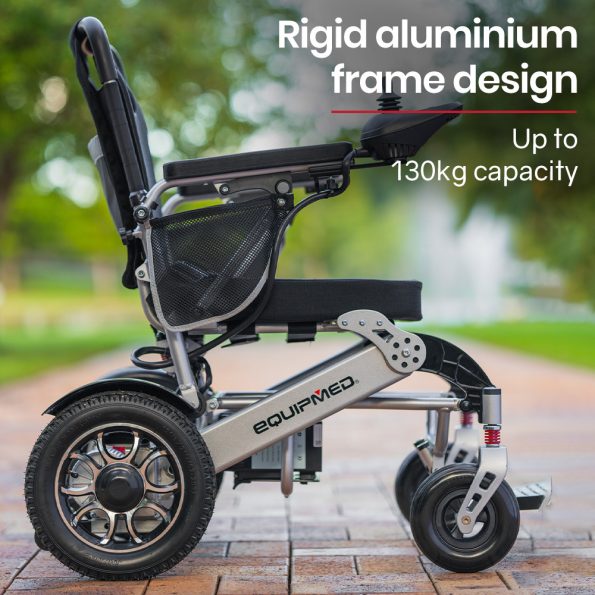 EQUIPMED Power Electric Wheelchair, Airline Approved Wheel Chair, Lightweight, Folding, Long Range, Lithium Batteries, Black & Silver - Image 7