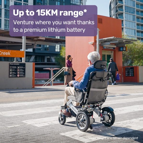 EQUIPMED Power Electric Wheelchair| Long Range| Airline Approved| Alloy| Remote Control| Lithium Battery| Black/Silver - Image 6