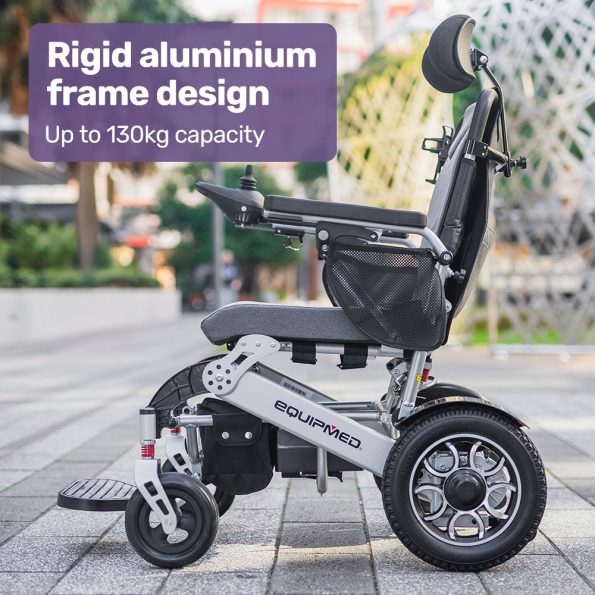 EQUIPMED Power Electric Wheelchair| Long Range| Airline Approved| Alloy| Remote Control| Lithium Battery| Black/Silver - Image 7