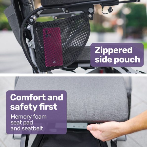 EQUIPMED Power Electric Wheelchair| Long Range| Airline Approved| Alloy| Remote Control| Lithium Battery| Black/Silver - Image 9