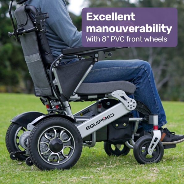 EQUIPMED Power Electric Wheelchair| Long Range| Airline Approved| Alloy| Remote Control| Lithium Battery| Black/Silver - Image 10