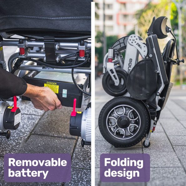 EQUIPMED Power Electric Wheelchair| Long Range| Airline Approved| Alloy| Remote Control| Lithium Battery| Black/Silver - Image 11