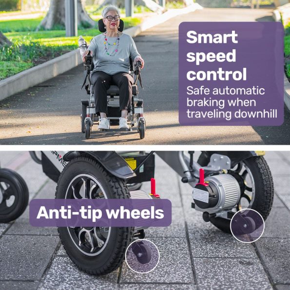 EQUIPMED Power Electric Wheelchair| Long Range| Airline Approved| Alloy| Remote Control| Lithium Battery| Black/Silver - Image 15