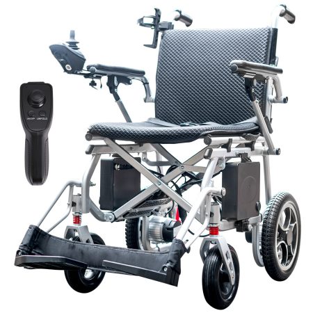 EQUIPMED Power Electric Wheelchair| Airline Approved Wheelchair| Extra Lightweight| Long Range| Lithium Batteries| Silver