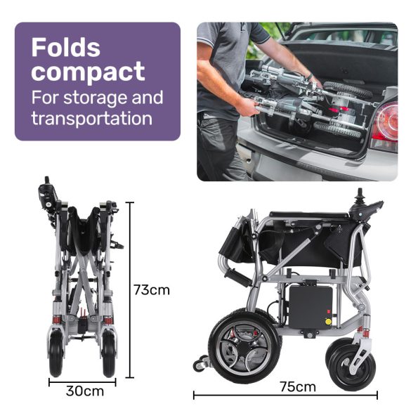 EQUIPMED Power Electric Wheelchair| Airline Approved Wheelchair| Extra Lightweight| Long Range| Lithium Batteries| Silver - Image 6