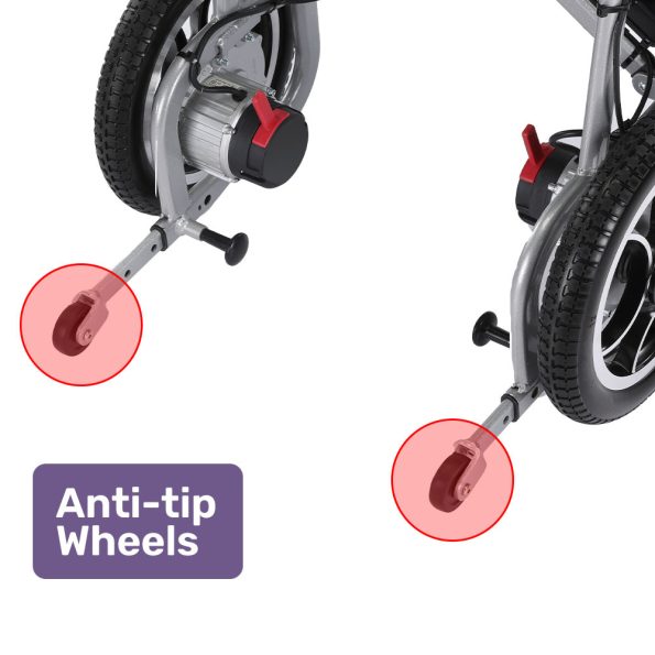 EQUIPMED Power Electric Wheelchair| Airline Approved Wheelchair| Extra Lightweight| Long Range| Lithium Batteries| Silver - Image 7