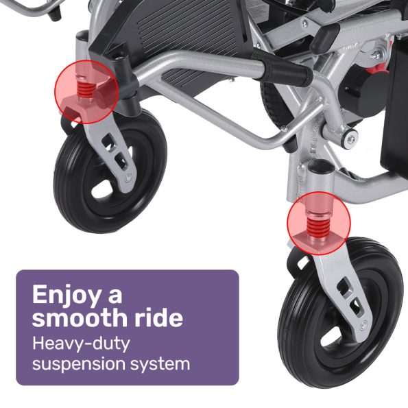 EQUIPMED Power Electric Wheelchair| Airline Approved Wheelchair| Extra Lightweight| Long Range| Lithium Batteries| Silver - Image 8